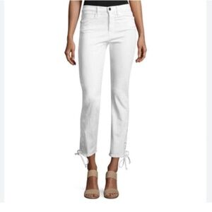 FRAME DENIM LE HIGH STRAIGHT Laced Ankle Jeans in Blanc Size 29